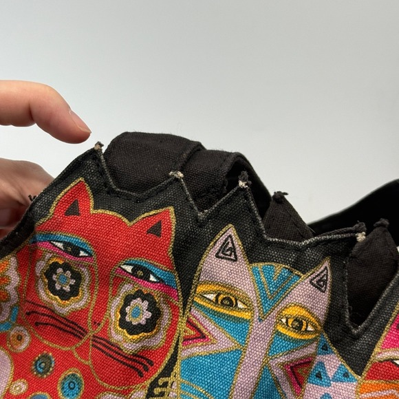 Laurel Burch Purse Cat Cotton Canvas Tote Bag Cutout Artsy Boho - Picture 7 of 13